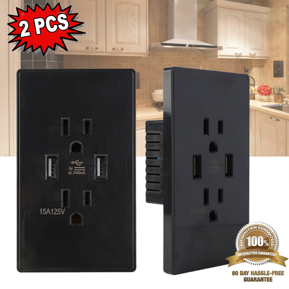 Lot USB Wall Outlet Dual 2.1A USB Wall Charger High Speed Duplex Wall Socket US