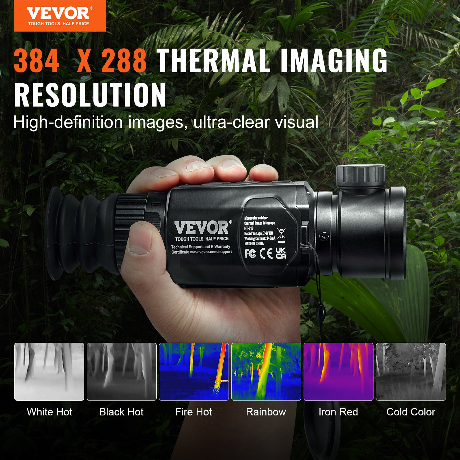 Thermal Imager Monocular Hunting Imaging Telescope 1X -8X Zoom 0.39″ OLED Scrre
