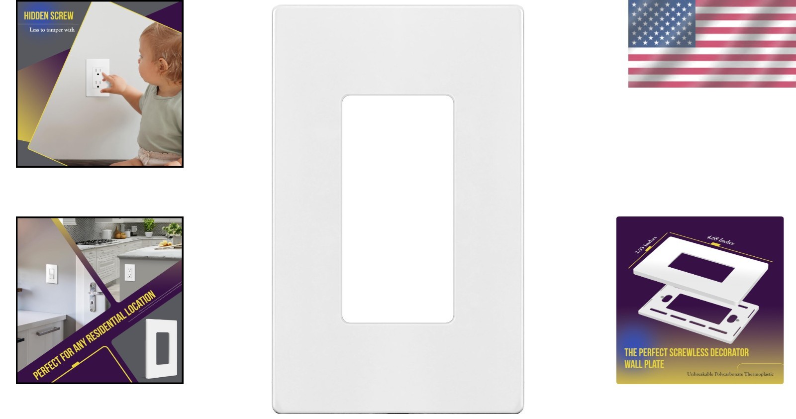 Polycarbonate Thermoplastic Wall Plates – 1-Gang Child-Safe & Easy to Clean
