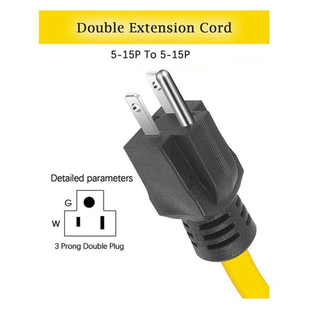 3 Prong Plug 125V Double Male Extension Cord For NEMA 5-15P to 5-15P