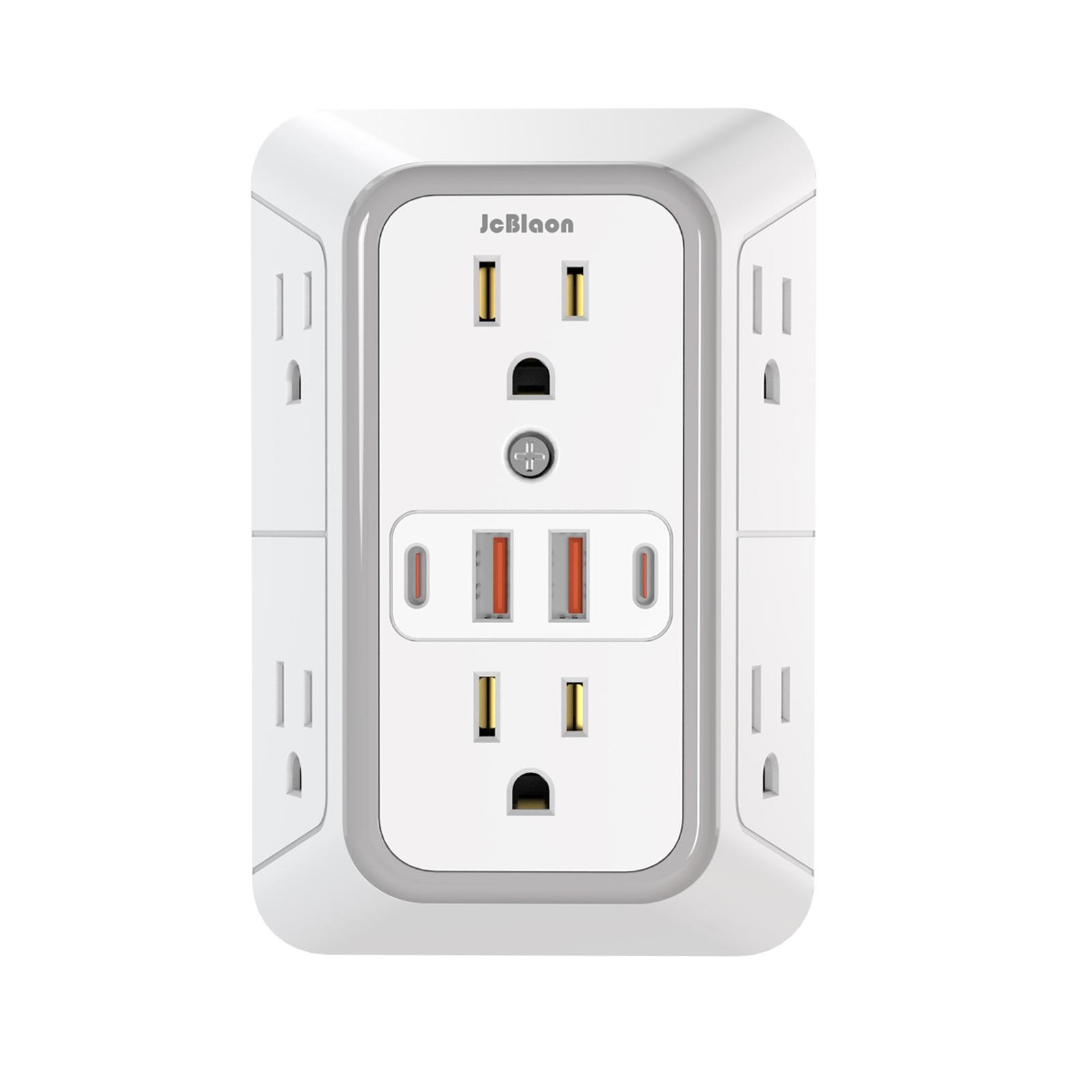 Us Plug Power Strip Multitap 6 Ac Outlets 2 USB 2 Type C Port Charge Electrical