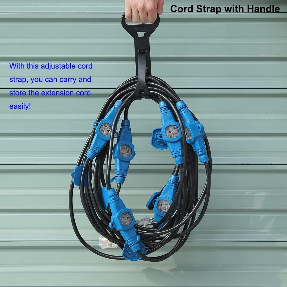 50 Feet Multi Outlet Extension Cord 12 Gauge,7 Nema 5-15R Evenly Spaced Outlets