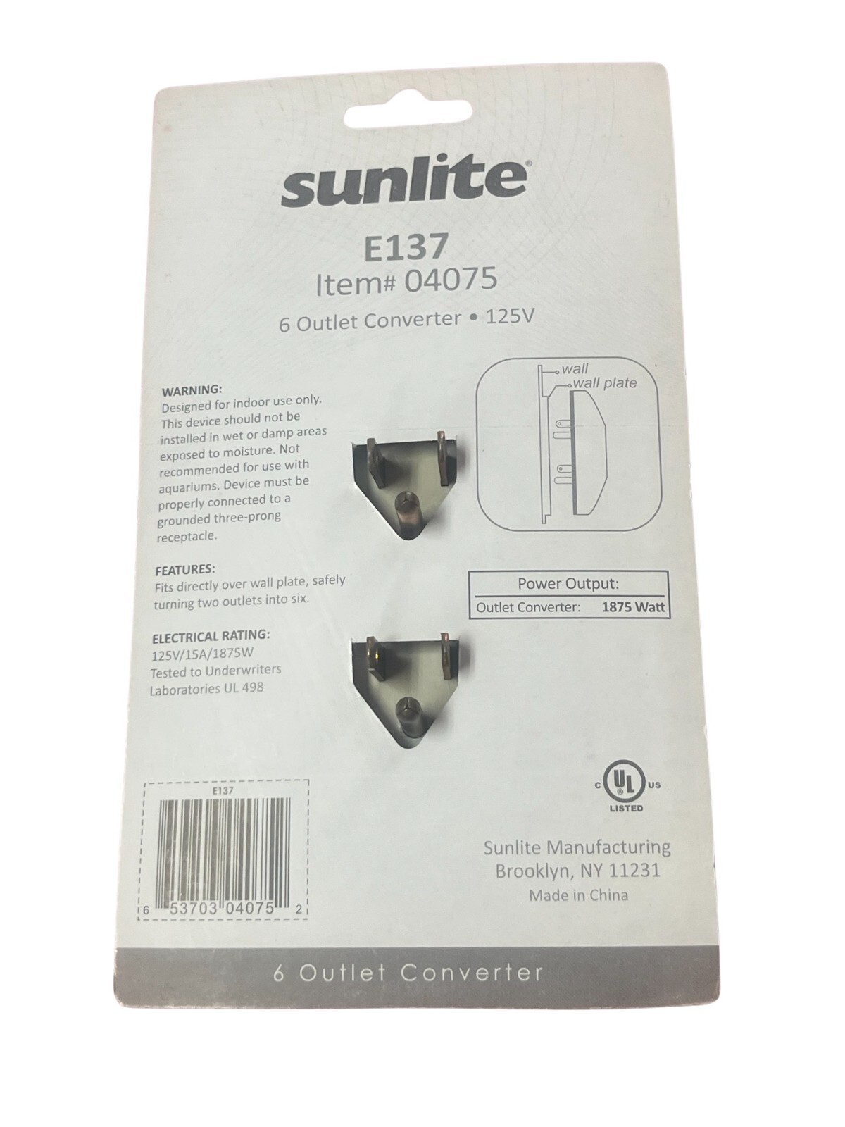 NEW SUNLITE E137 6 OUTLET CONVERTER ITEM # 04075