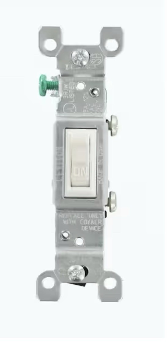 Leviton 1-Pole CO/ALR Grounding Quiet Switch 120 VAC 15A White 637-02651-2W