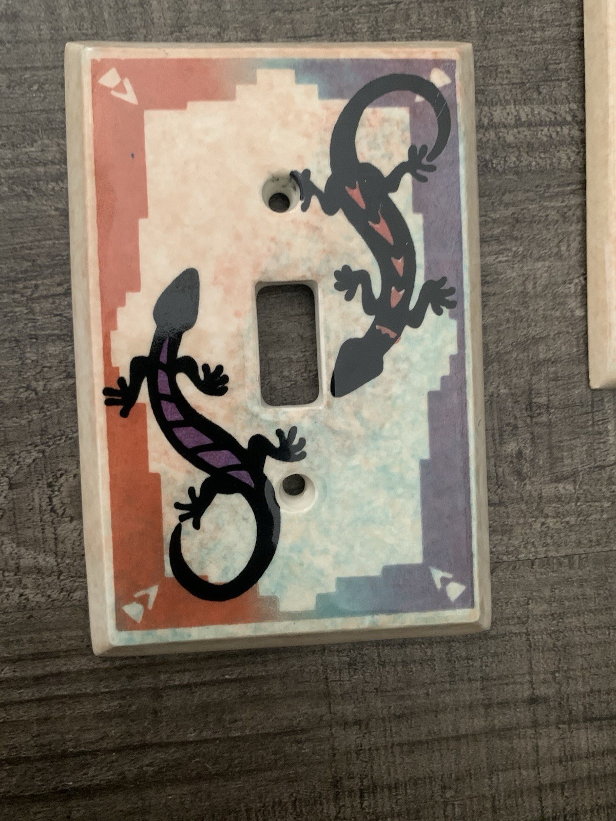 All Fired Up! Ltd Hand Painted Ceramic Lizards Single Light Switch Covers (2)
