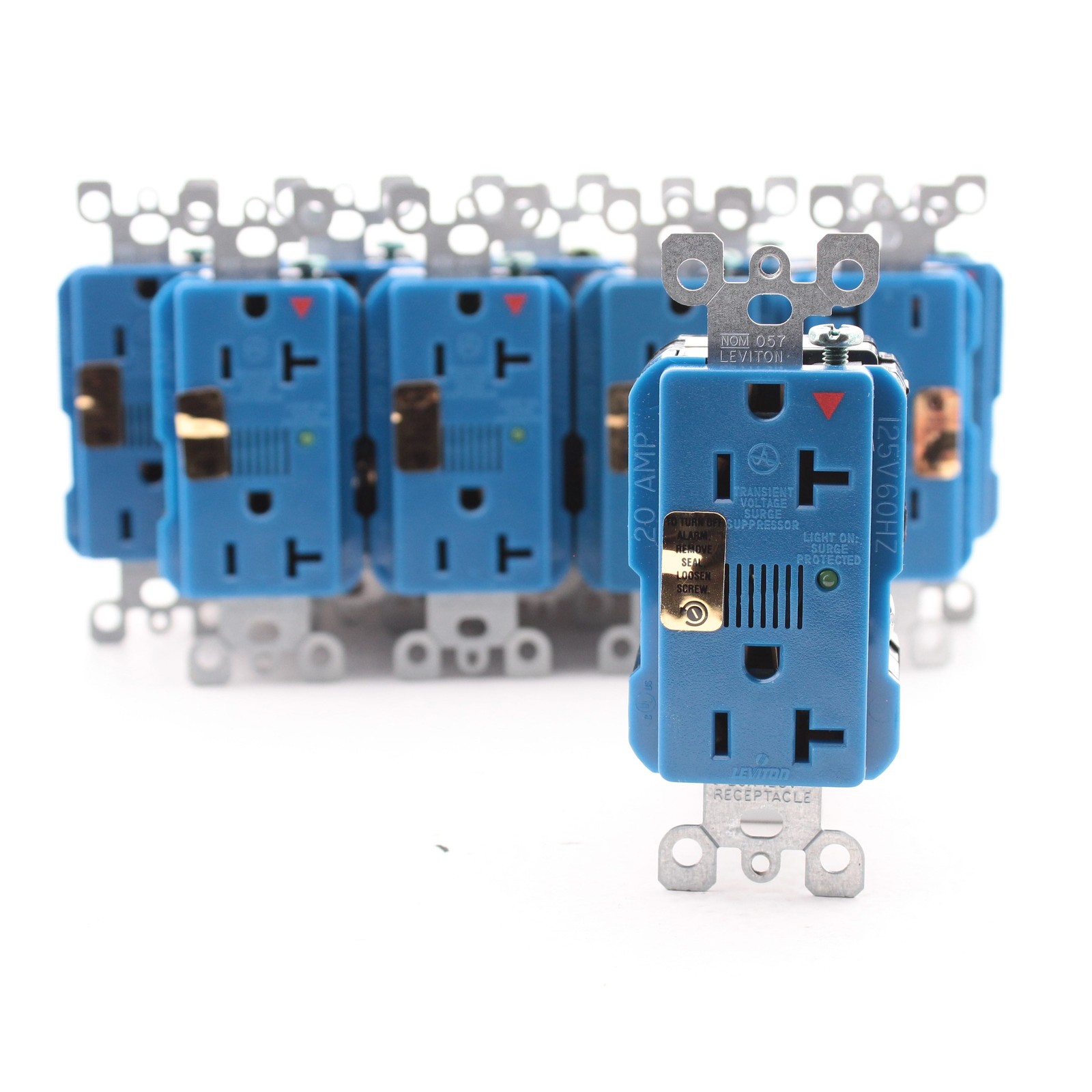 Leviton 7380-IGB LED Alarm Isolated Ground Blue Surge Outlets Type 3 20A 10-Pack