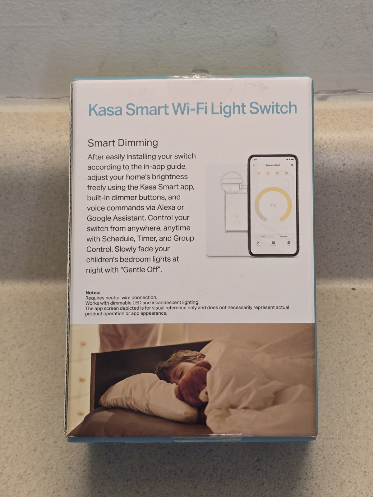 1 Pack Kasa Smart Dimmer Switch HS220, Single Pole, HS220, 2.4GHz