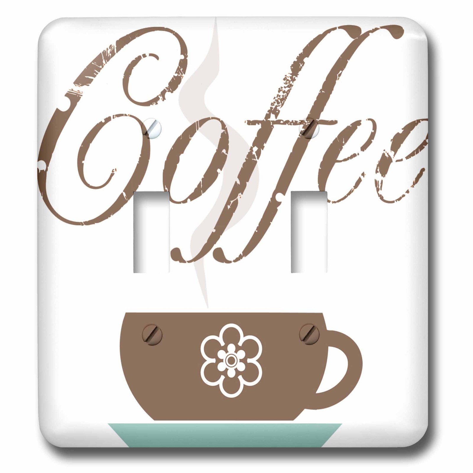 3dRoseGrunge Beige and Aqua Coffee Cup with The Word Coffee Double Toggle Switch