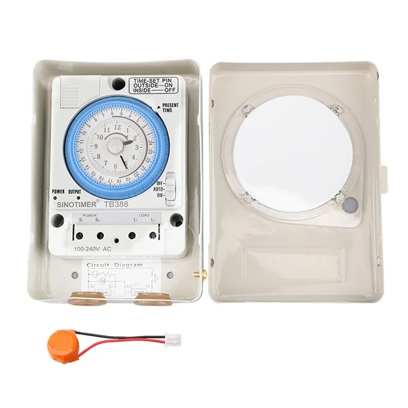 Quartz Timer Switch 100-240V 20A DIN Rail 24H 15Min Waterproof Mechanical Tools