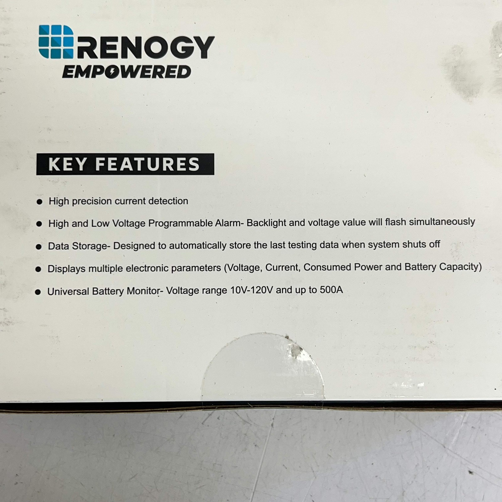RENOGY Battery Monitor W/ Shunt 500A 120V Black RBM500-G3-US