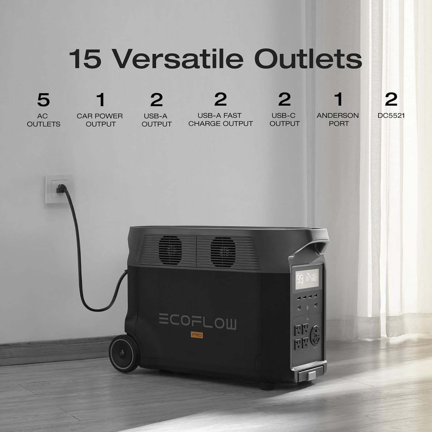 Portable Power Station 3600Wh DELTA Pro, 120V AC Outlets X 5, 3600W, 2.7H Fast C