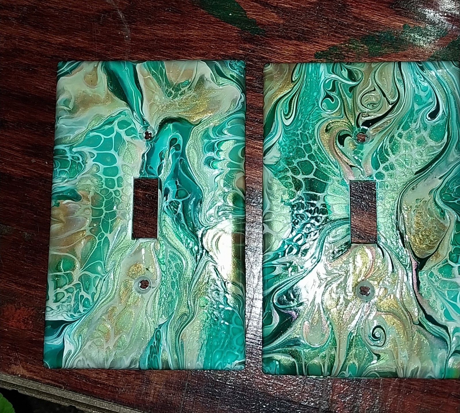Hand Painted Hippie Boho Tie Dye Multicolored Light Switch Covers w/screws Set 2