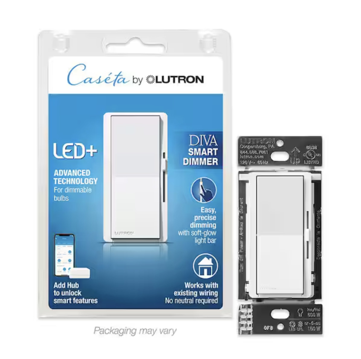 Lutron Diva Smart Dimmer – White NiB + FS