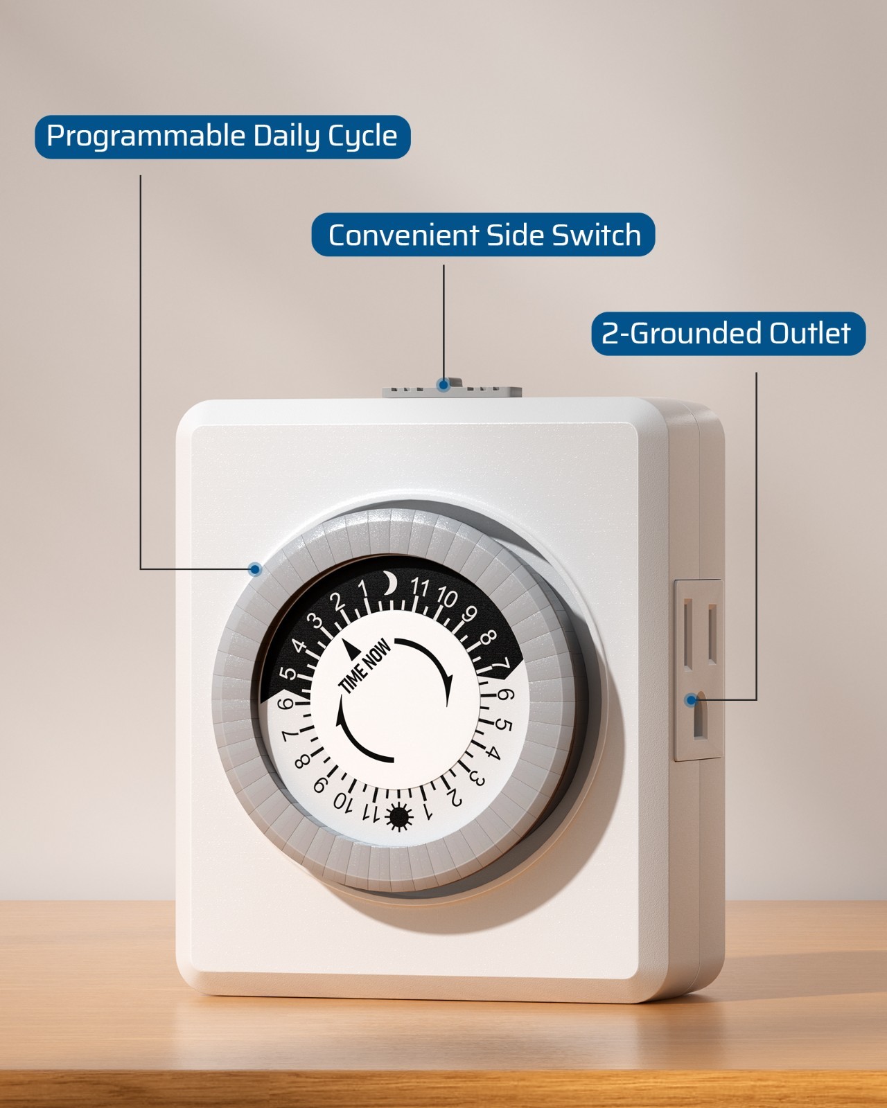 DEWENWILS 2x Plug-in Timer Outlets, 15A/125V, ETL Listed, Energy Saver