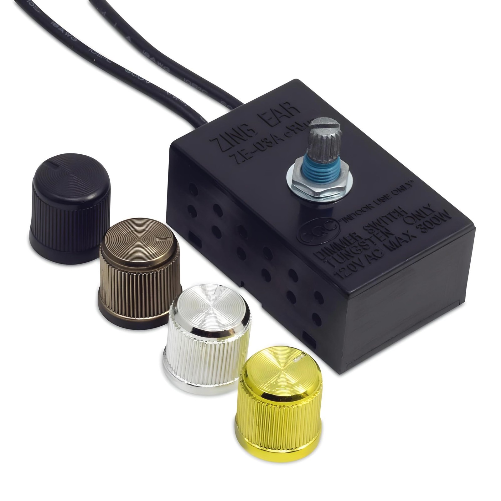 ZE-03A 2 Wire Inline Lamp Dimmer Switch Kit 300W 120V Full Range Rotary Light…
