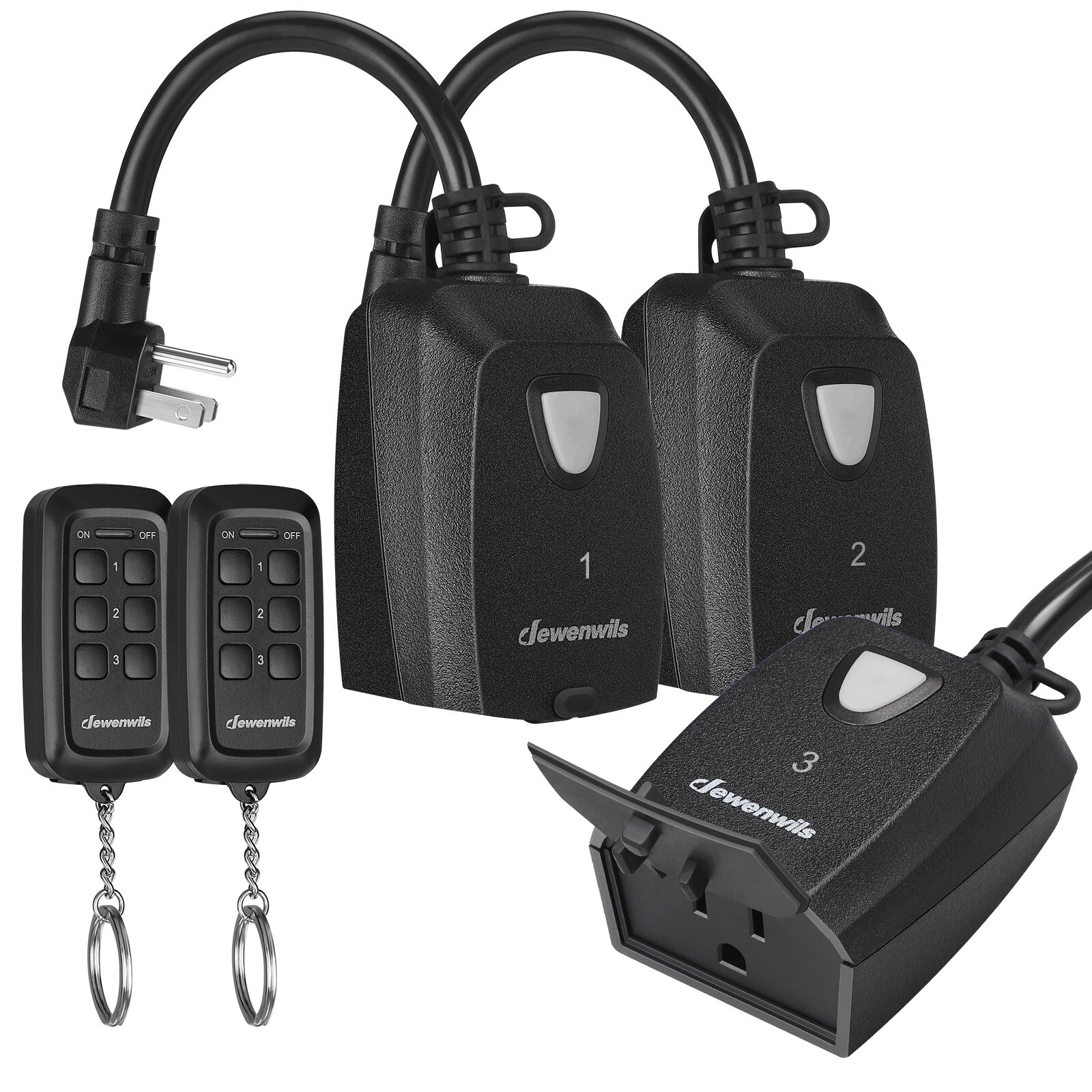 DEWENWILS Outdoor Indoor Wireless Remote Control Outlet Switch with 2 Remotes