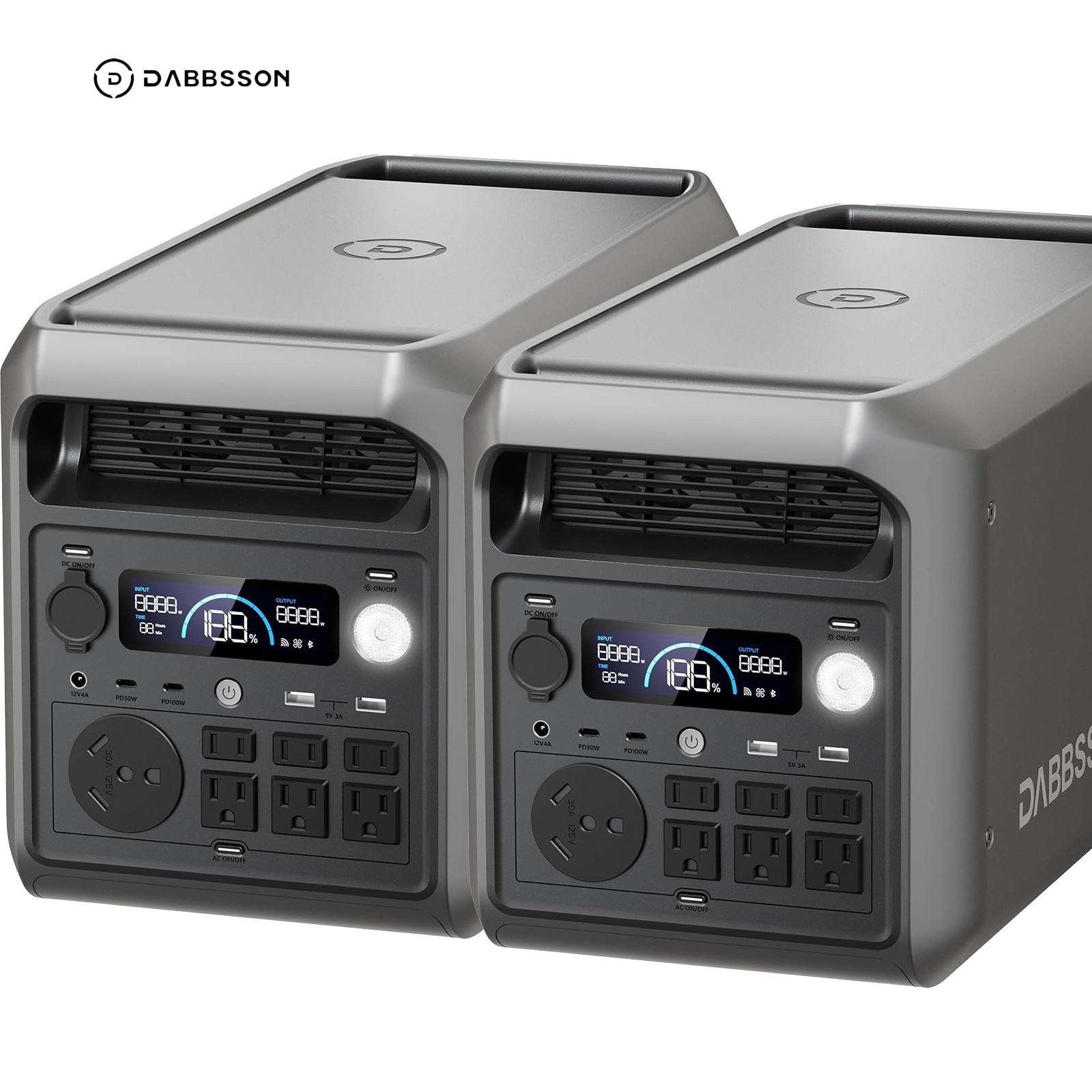 Dabbsson 3000W 3072Wh Portable Power Station x2 solar Generator for Camping Home