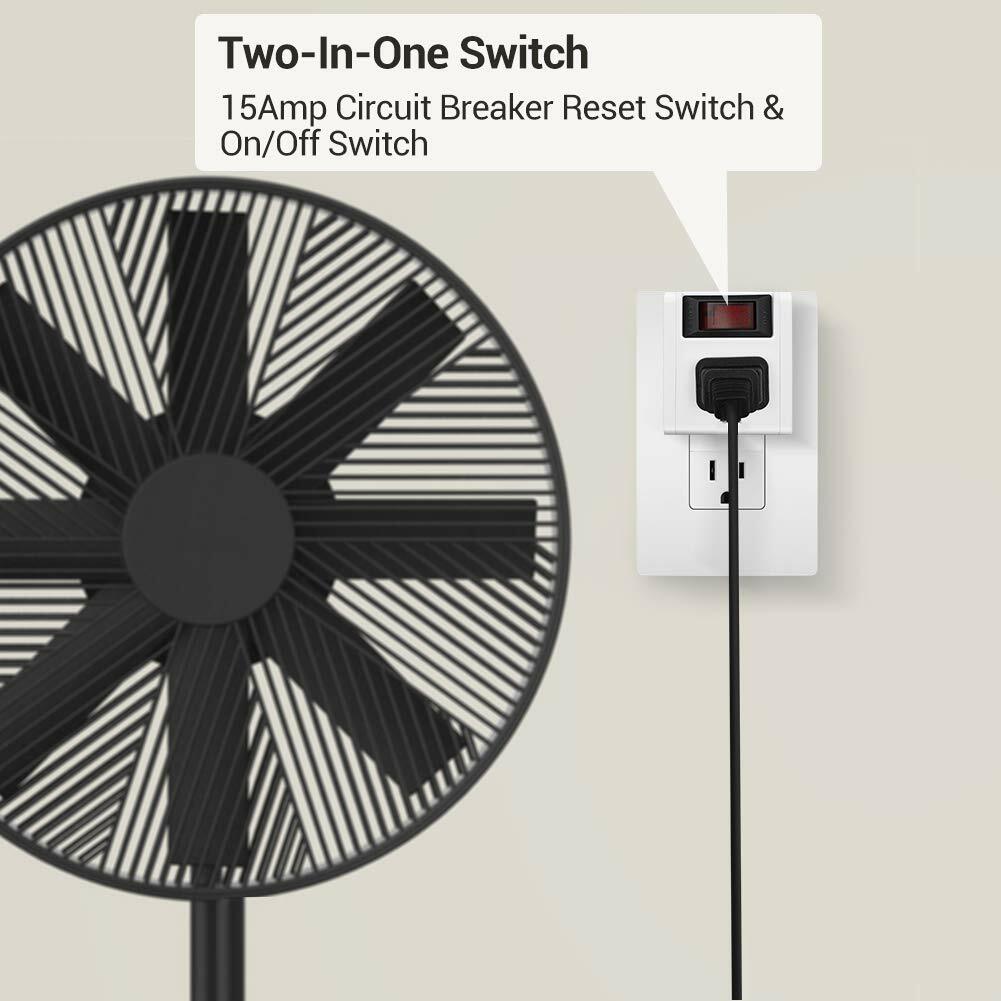 DEWENWILS 3 Pack Electrical Plug Outlet Switch with On/Off Switch Single Port