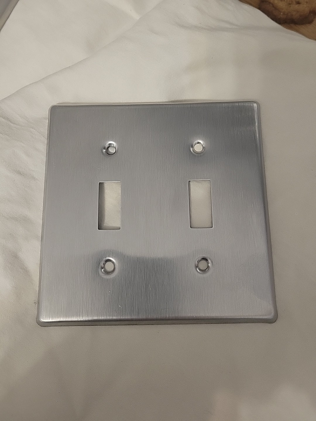 Borders Unlimited Brushed Chrome Double Switch Plate With Original Screws