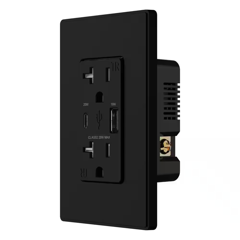 20W USB Wall Outlet with Type a and Type C USB Ports for Power Delivery and Quic