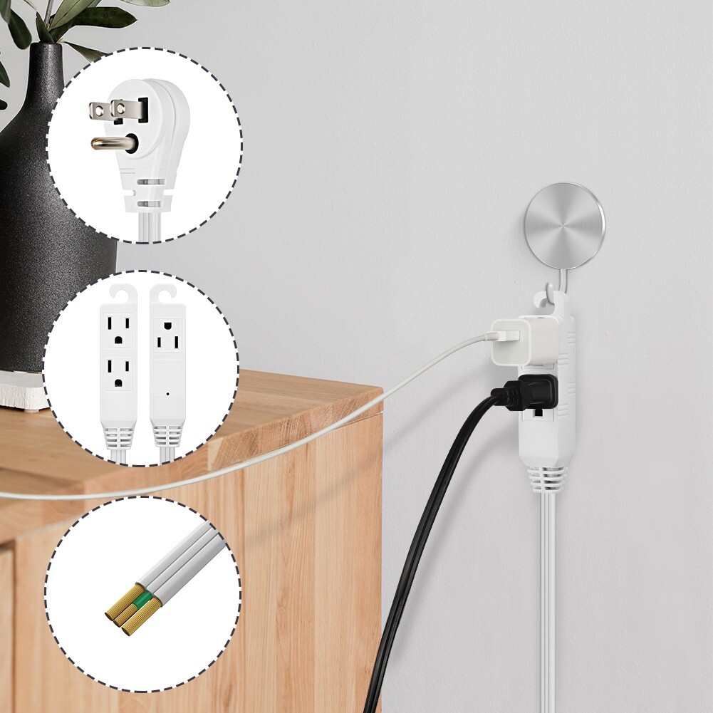 DEWENWILS 2 Pack 3 Ft Extension Cord with Flat Plug,, 16 AWG SJTW SPT-3 Cord