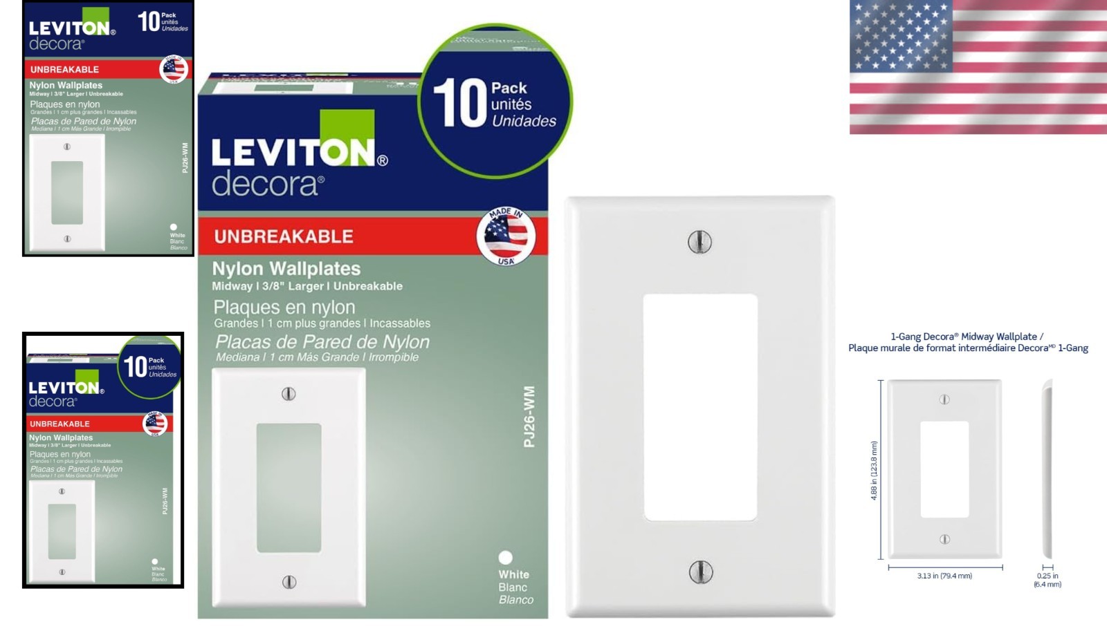 Durable White 1-Gang Midway Wallplates – 10 Pack for Elegant Interiors