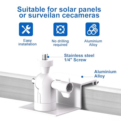 Gutter Mount for Ring Solar Panel & Camera, 2 Pack White Aluminum Alloy No