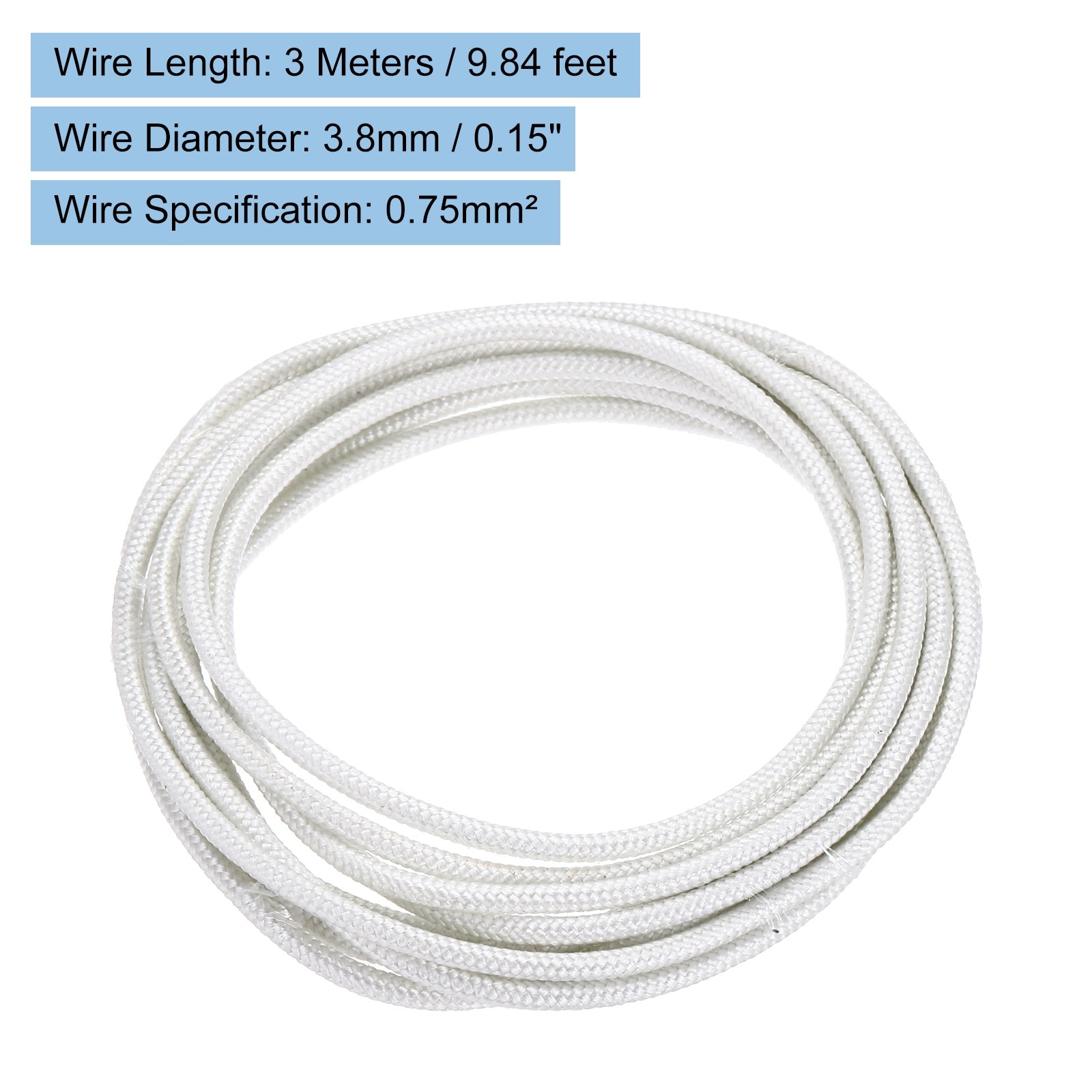 3 Meter/9.84ft 18AWG High Temp Wire Flexible Mica Cable Braided Wire White