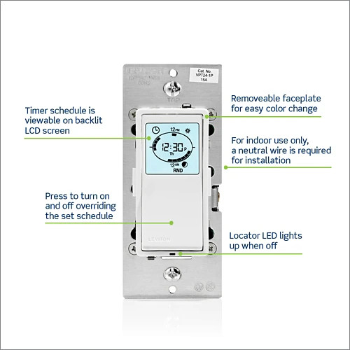 Leviton VPT24-16Z 24-Hour Programmable Timer – White