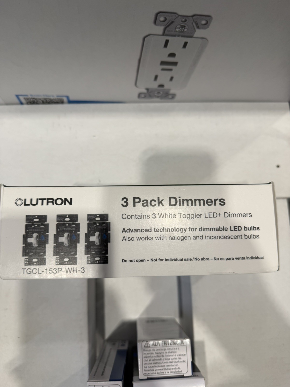 Lutron Toggler 150W LED Dimmer Switch Single-Pole 3-Way White TGCL-153P 3 PACK