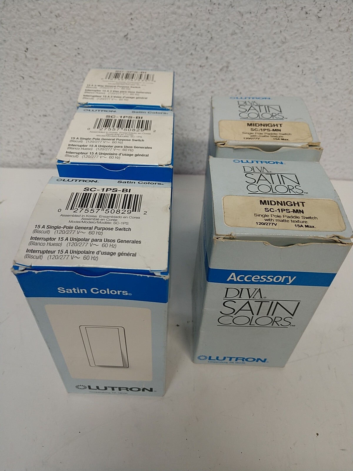 Lot of 5 PCs LUTRON SC-1PS-MN, SC-1PS-BI Light Switch