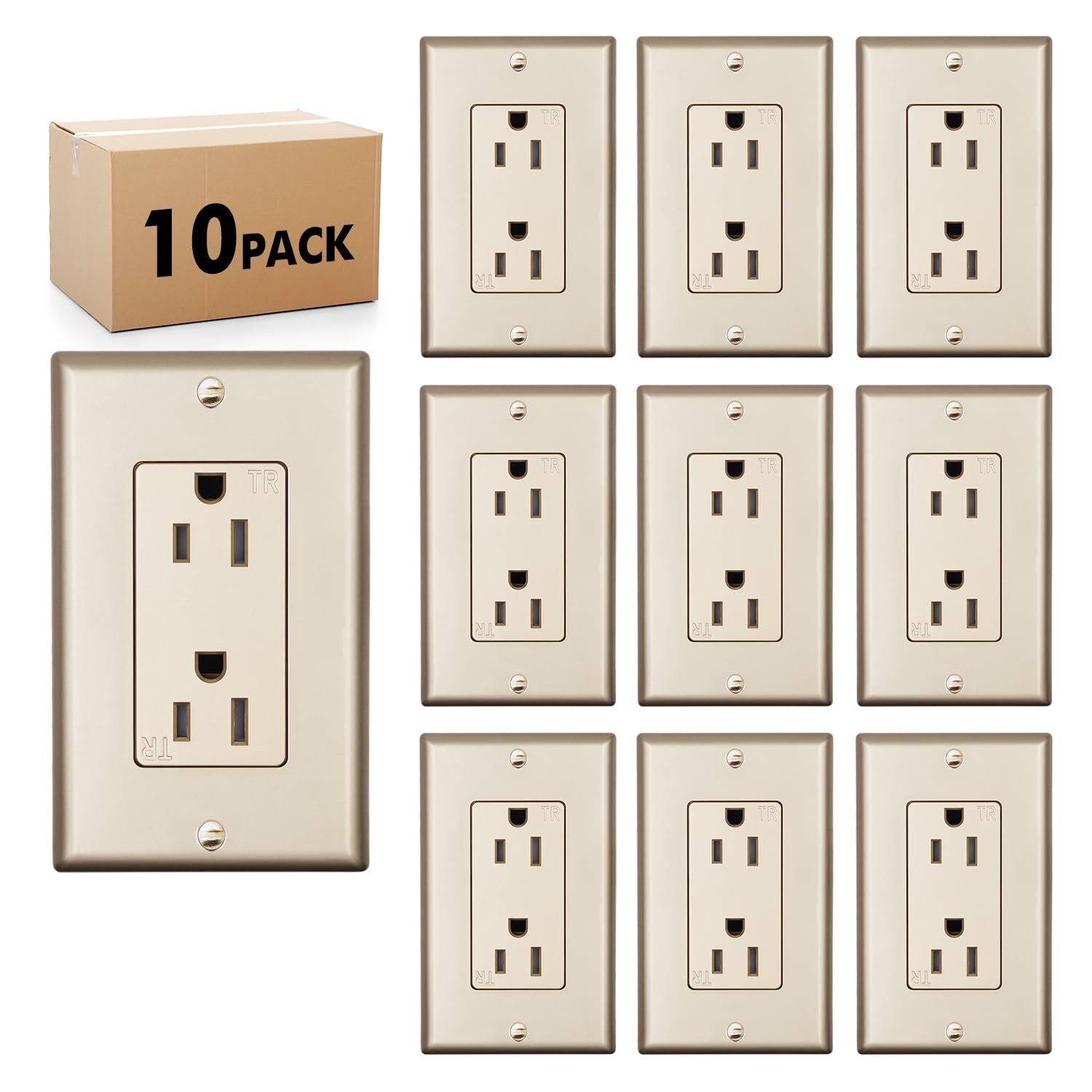 Decorator Receptacle Outlet, Tamper Resistant,15 Amp, 125 Volt,golden,UL Listed