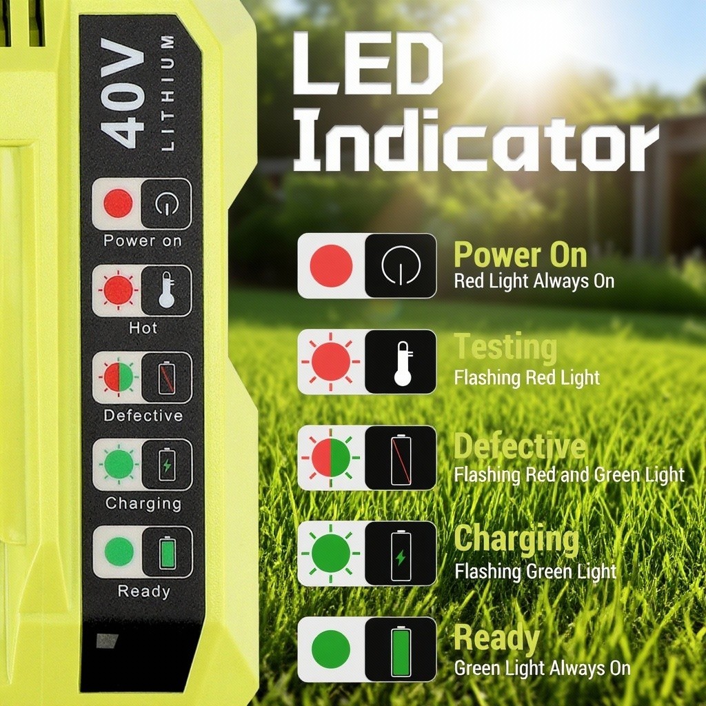 40V Battery Charger For Ryobi OP40401 OP40501 OP40602 OP4060A OP4040A