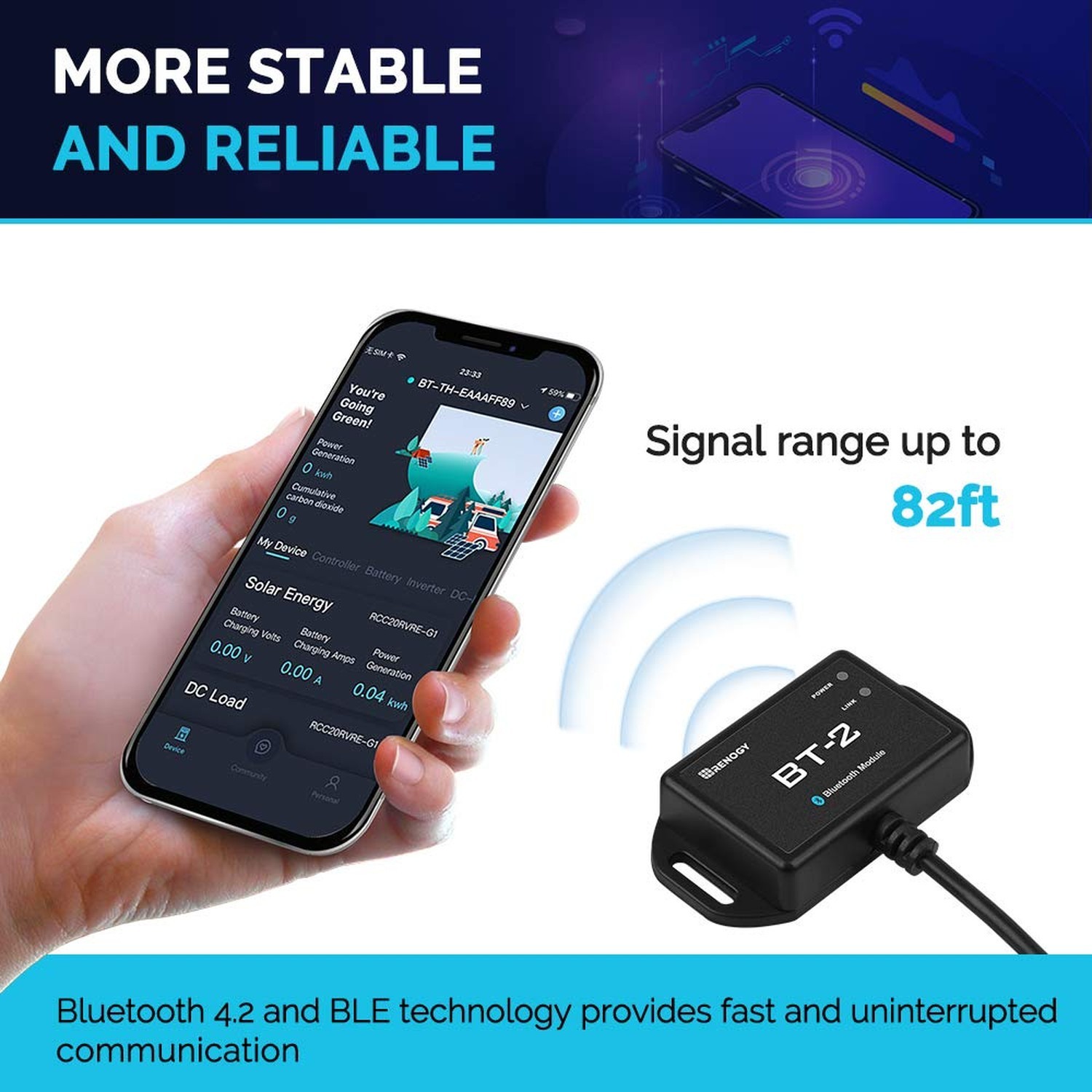 Renogy BT-2 Bluetooth Module RJ45 Communication Port Wirelessly Monitor Real-…