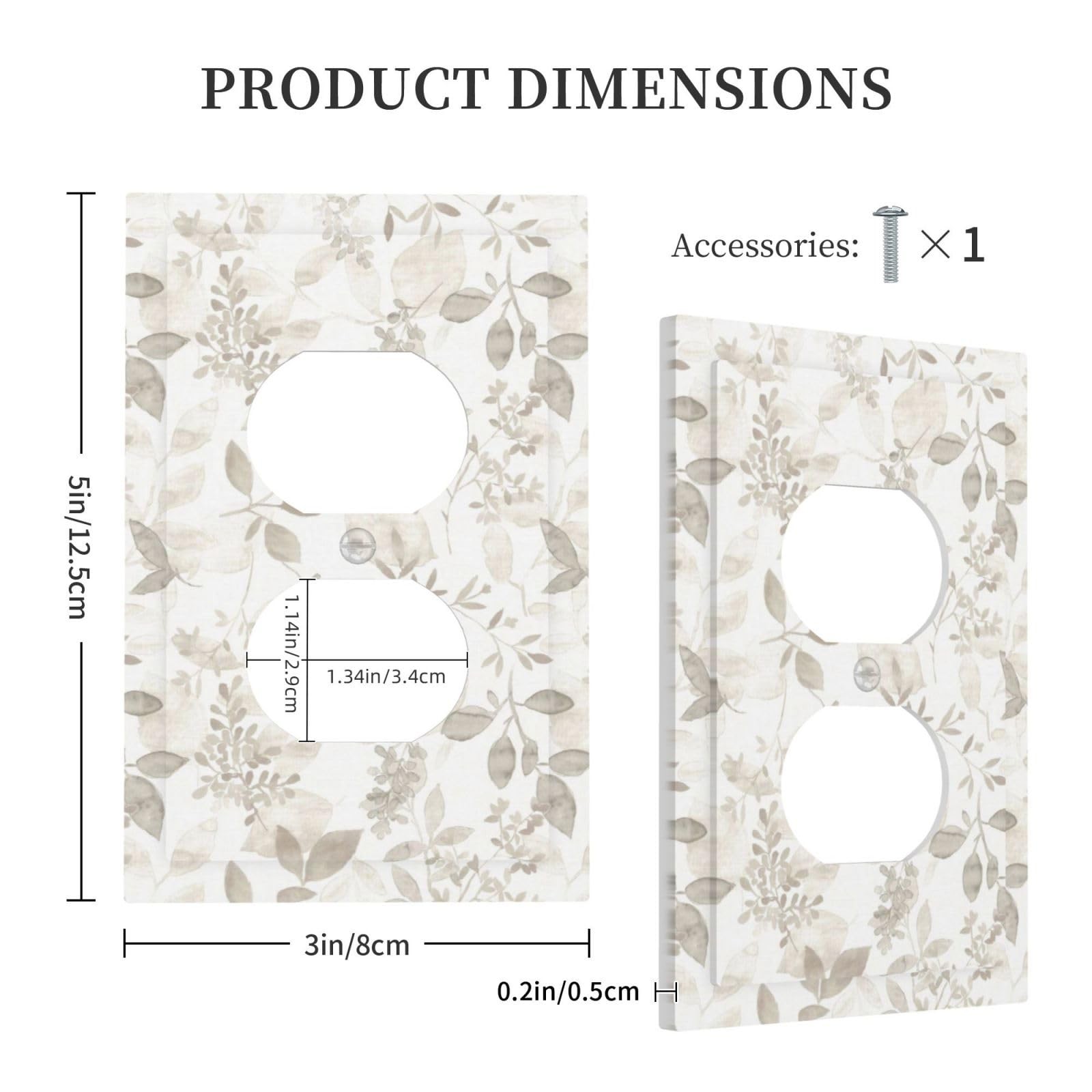 Yellow Gold/Cream Eucalyptus 1-Gang Duplex, Gray White Leaf