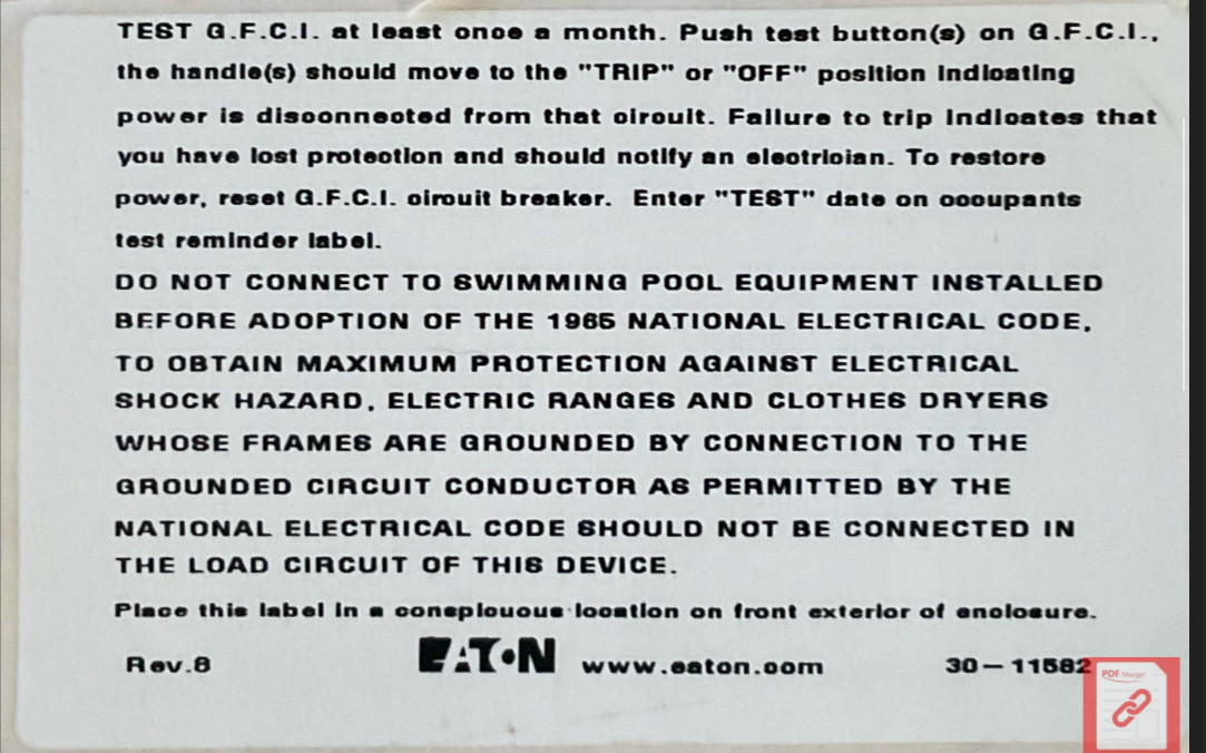 Eaton Plug On Neutral~CH Combo AFCI W/Ground Fault Protection- New