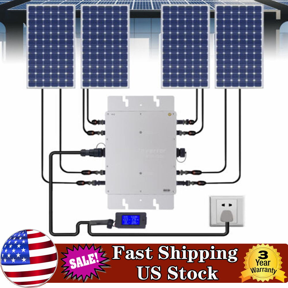 1200W Micro Solar Panel Smart Inverter Pure Sine Wave MPPT Grid Tie Inversor New