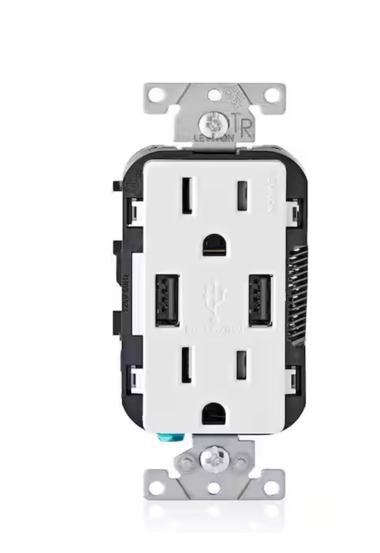 Leviton 3-Pack 15 Amp Tamper Resistant Duplex Outlets – White (Sealed, Box Wear)