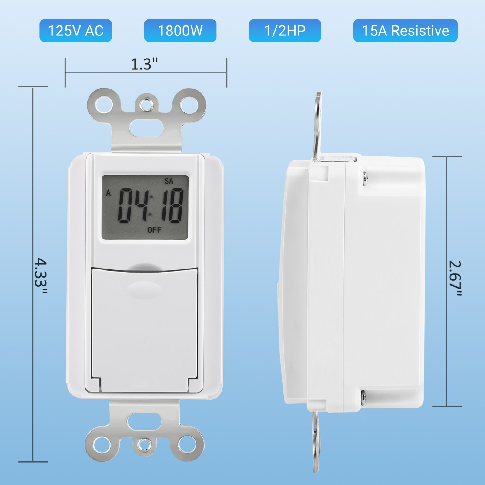 DEWENWILS 7 Day Programmable In-Wall Timer Switch Digital , ON/Off Settings