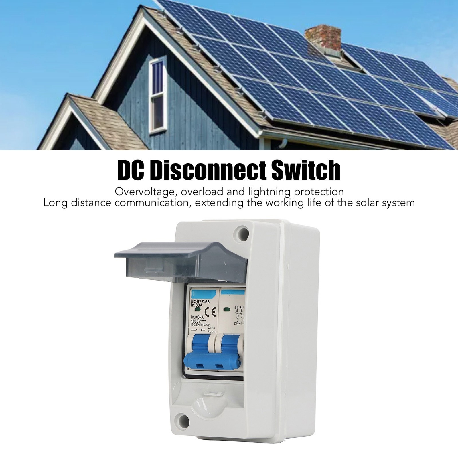 PV Solar Disconnect Switch Overvoltage Protection IP65 Waterproof Miniature
