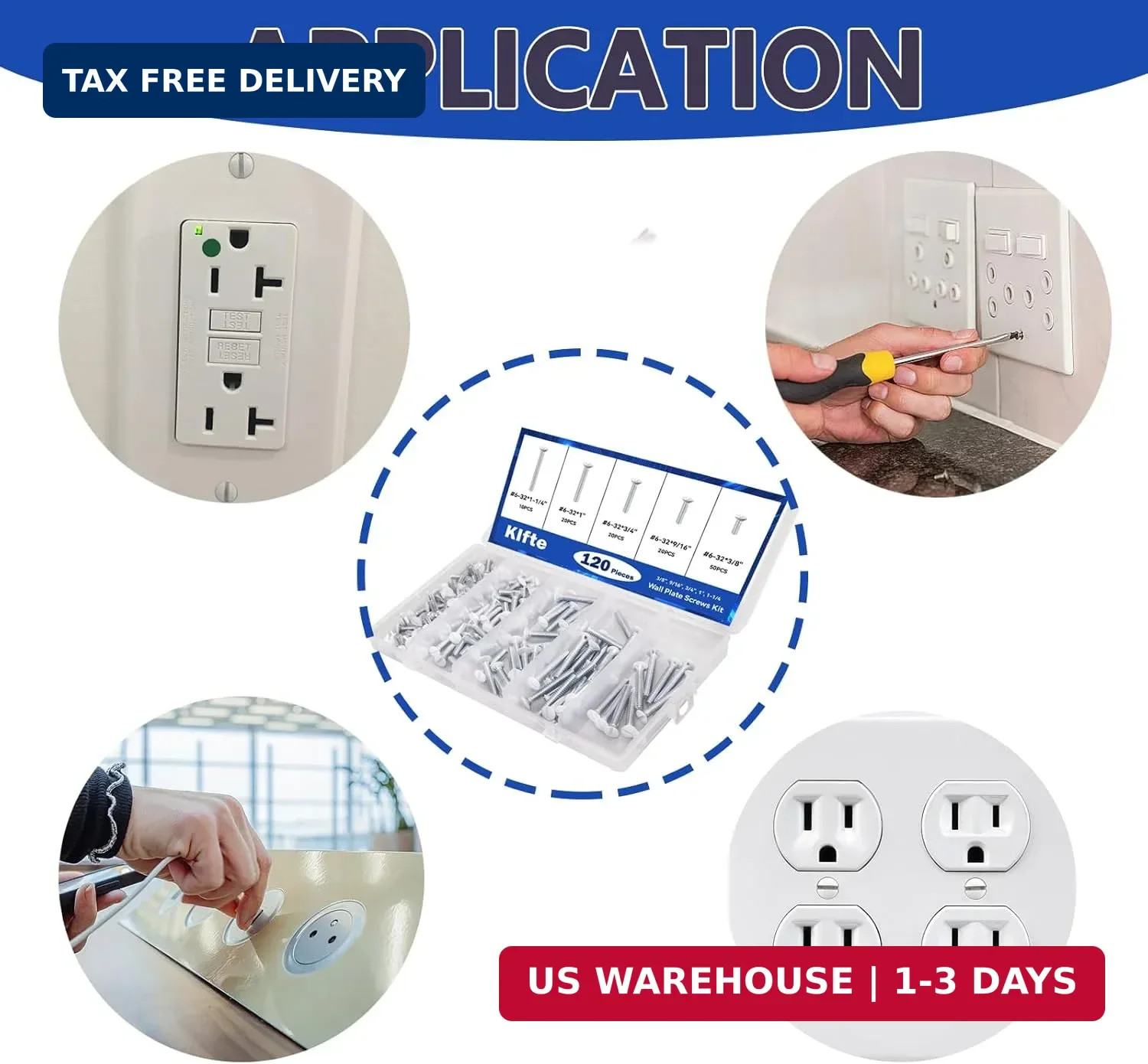 120 pcs Wall Plate Screws, White Outlet Screws 6-32 Thread Light Electrical Cove