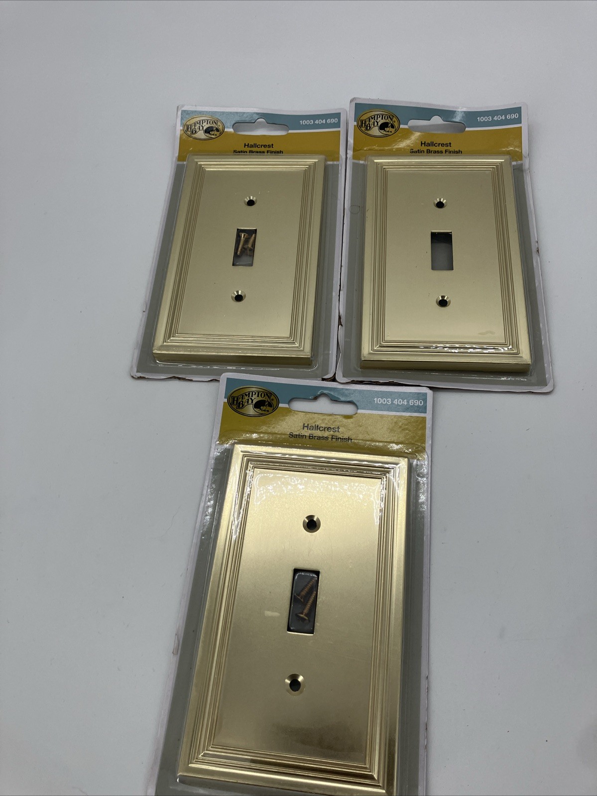 3x Hampton Bay Hallcrest 1 Gang Toggle Wall Plate Satin Brass Metal 98TSBHB