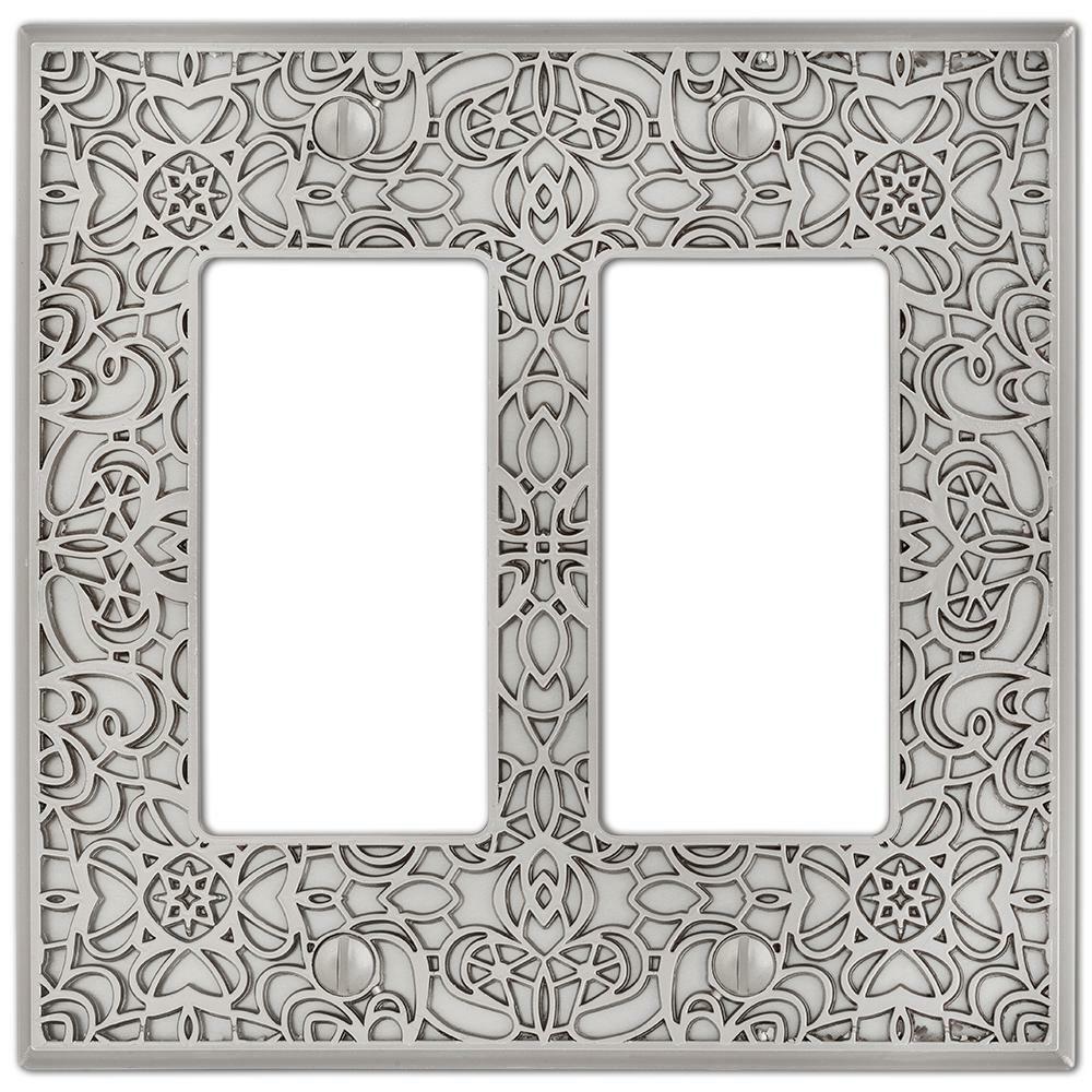 Momfort Ornate Scroll Satin Nickel Switchplate Outlet Cover Wall Plates