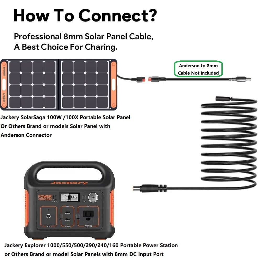 30Ft Jackery Extension Cable 14AWG 8Mm Solar Panel Extension Cable 8Mm DC Power