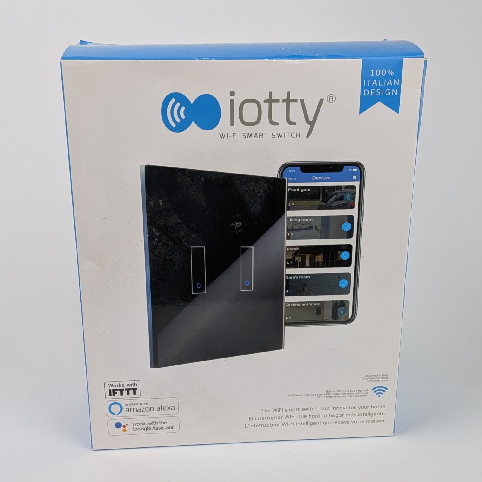 iotty U2 Wi-Fi Smart Switch (Black) – Double Gang 120V – New and Sealed