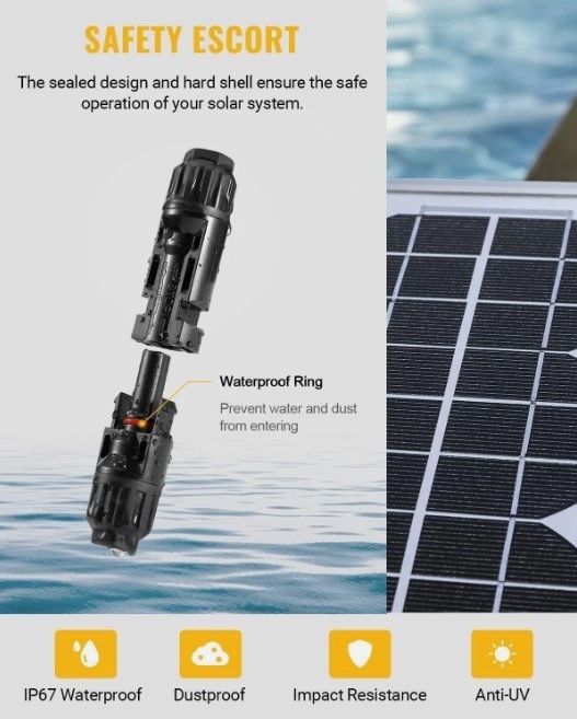 Male Female Wire Cable Connector Set 30A 1000V For Solar Panel Waterproof PV Set