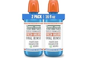TheraBreath Fresh Breath Mouthwash, Icy Mint Flavor, Alcohol-Free, 16 Fl Oz (Pac