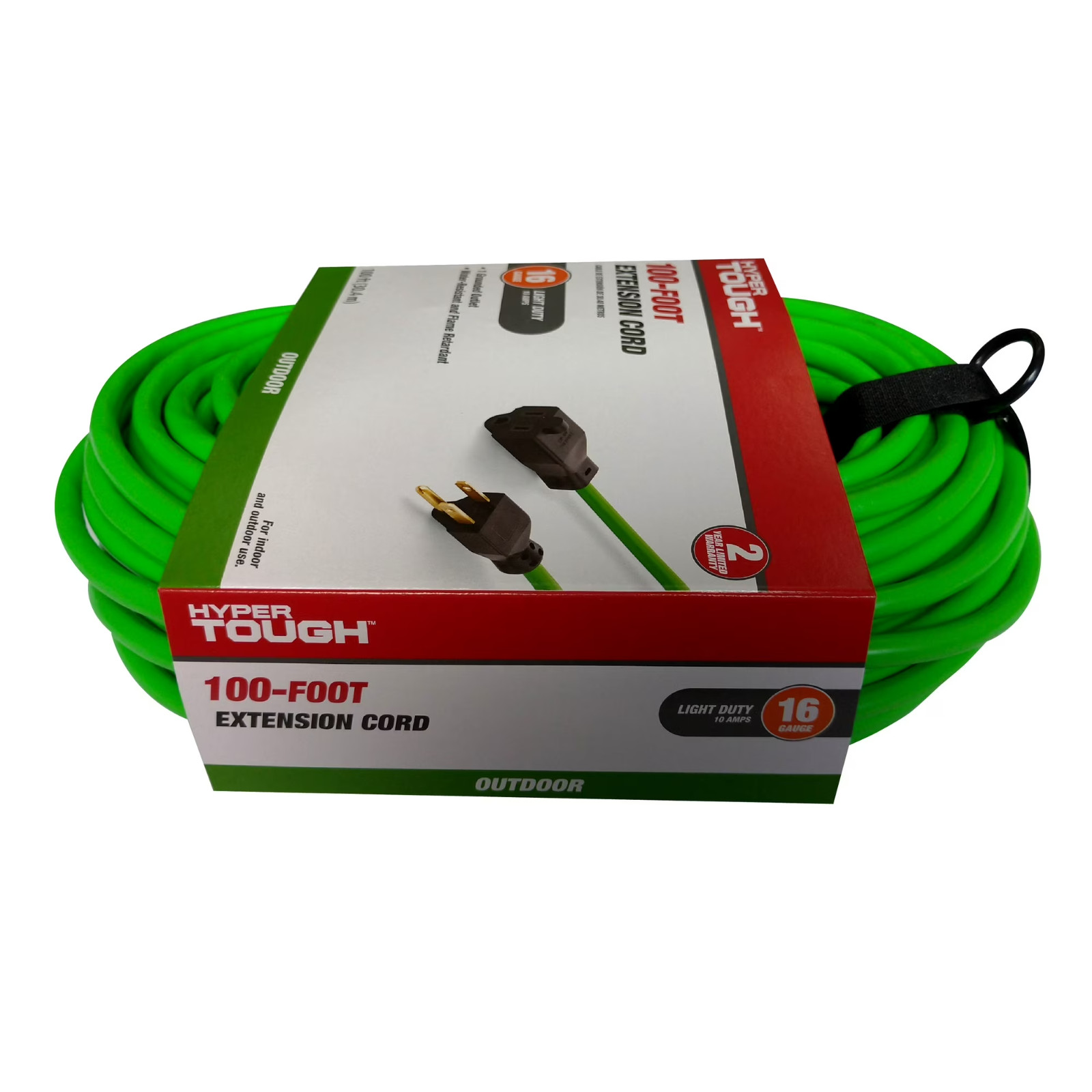 2 Pack Hyper Tough 100ft 16AWG Outdoor Extension Cord Green