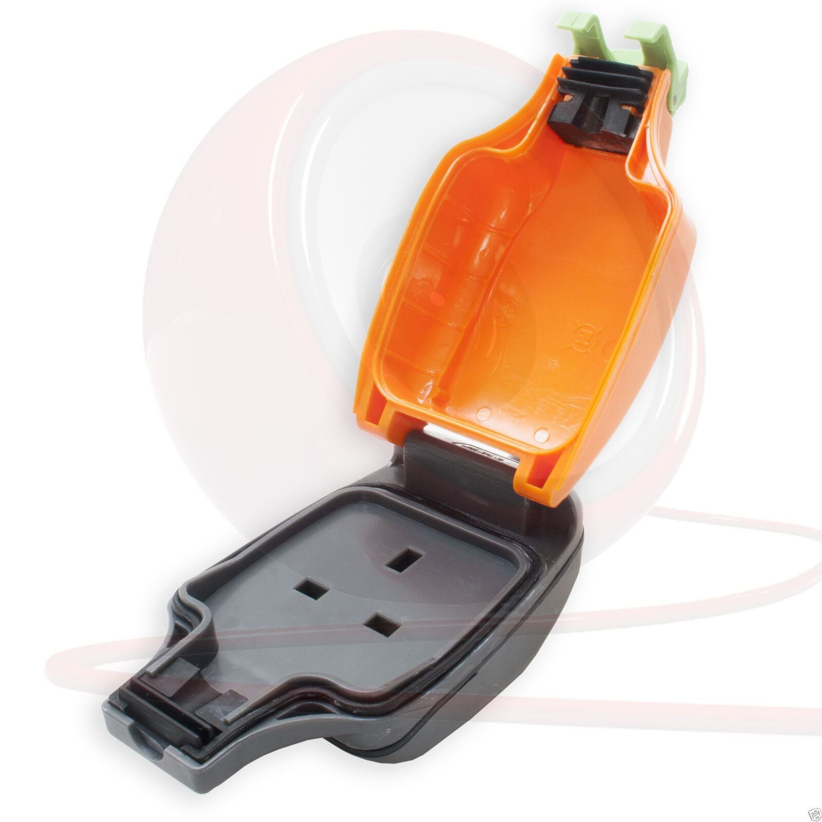 IPS 13A Weatherproof In-Line Socket IP54. Orange Outdoor 1-Gang, 13Amp Trailing