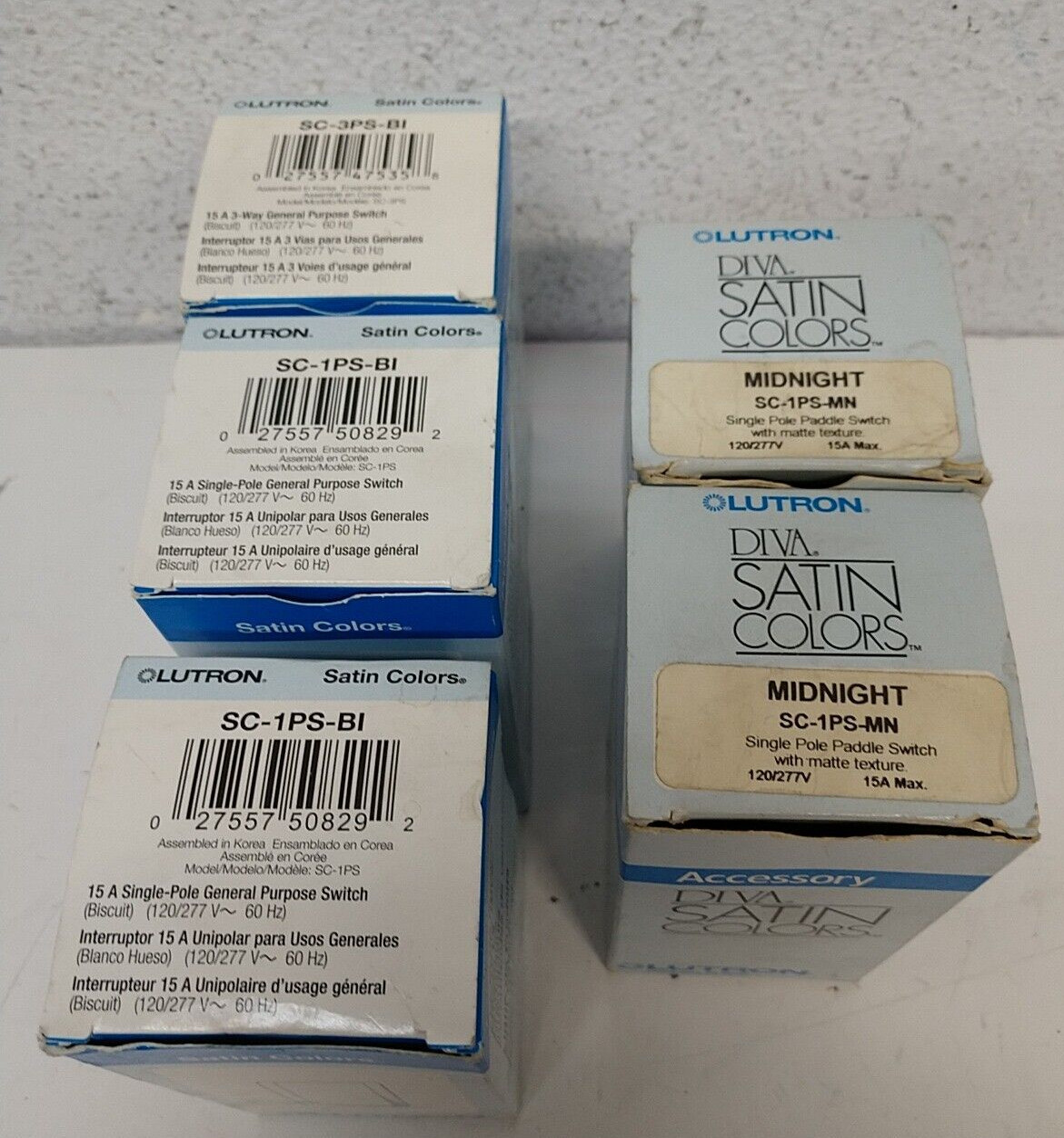 Lot of 5 PCs LUTRON SC-1PS-MN, SC-1PS-BI Light Switch
